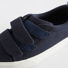 Load image into Gallery viewer, Navy Canvas Standard Fit (F) Two Strap Touch Fastening Trainers

