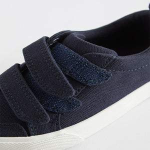 Navy Canvas Standard Fit (F) Two Strap Touch Fastening Trainers