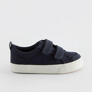 Navy Canvas Standard Fit (F) Two Strap Touch Fastening Trainers