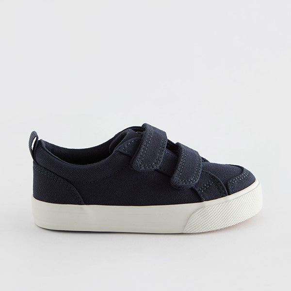 Navy Canvas Standard Fit (F) Two Strap Touch Fastening Trainers