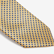 Load image into Gallery viewer, Yellow/Blue Slim Pattern Tie And Tie Clip
