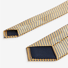 Load image into Gallery viewer, Yellow/Blue Slim Pattern Tie And Tie Clip
