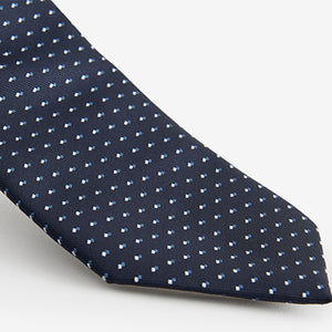 Navy Blue Pattern Tie And Tie Clip