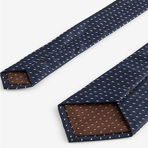 Navy Blue Pattern Tie And Tie Clip