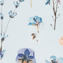 Load image into Gallery viewer, Navy Blue/Light Blue Pressed Flower Slim Tie And Pocket Square Set
