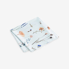 Load image into Gallery viewer, Navy Blue/Light Blue Pressed Flower Slim Tie And Pocket Square Set
