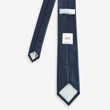 Load image into Gallery viewer, Navy Blue/Light Blue Pressed Flower Slim Tie And Pocket Square Set
