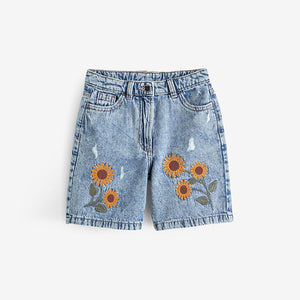 Mid Blue Sunflower Denim Shorts (3-12yrs)