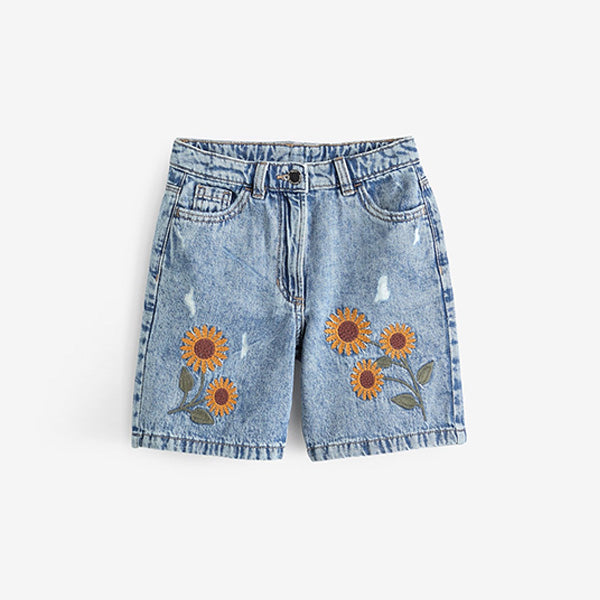 Mid Blue Sunflower Denim Shorts (3-12yrs)