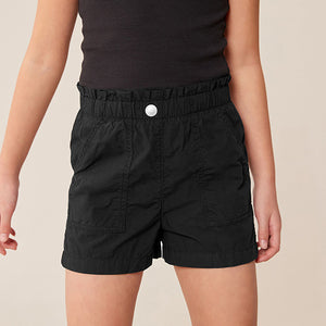 Black Poplin Cotton Shorts