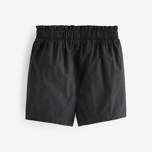 Black Poplin Cotton Shorts