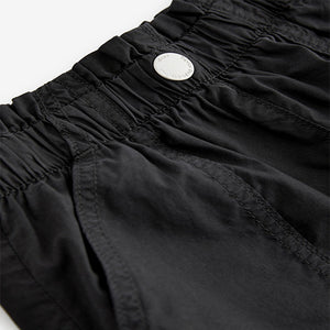 Black Poplin Cotton Shorts