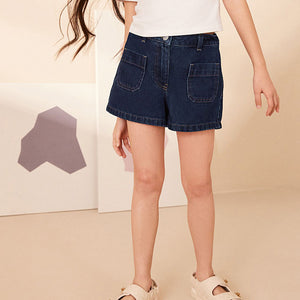 Dark Blue Pocket Denim Shorts