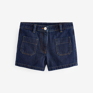 Dark Blue Pocket Denim Shorts