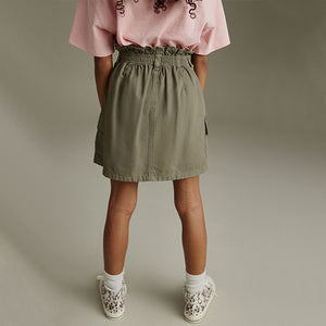 Khaki Green 100% Cotton Cargo Skirt