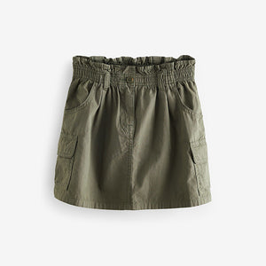 Khaki Green 100% Cotton Cargo Skirt