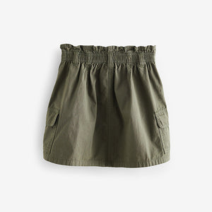 Khaki Green 100% Cotton Cargo Skirt