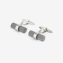 Load image into Gallery viewer, Gun Metal Textured Barrell Cufflink
