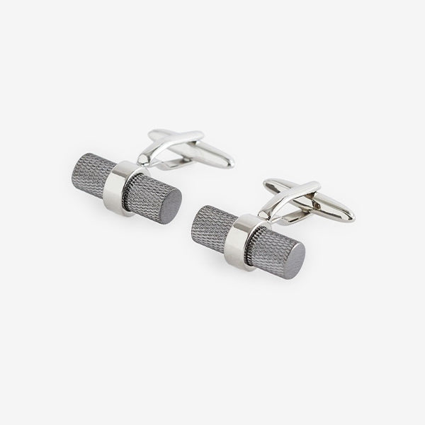 Gun Metal Textured Barrell Cufflink