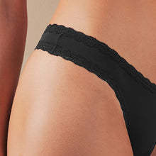 Load image into Gallery viewer, Black Thong Knickers 3 Pack
