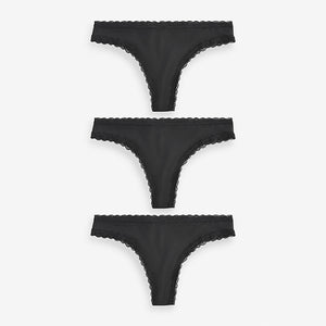 Black Thong Knickers 3 Pack