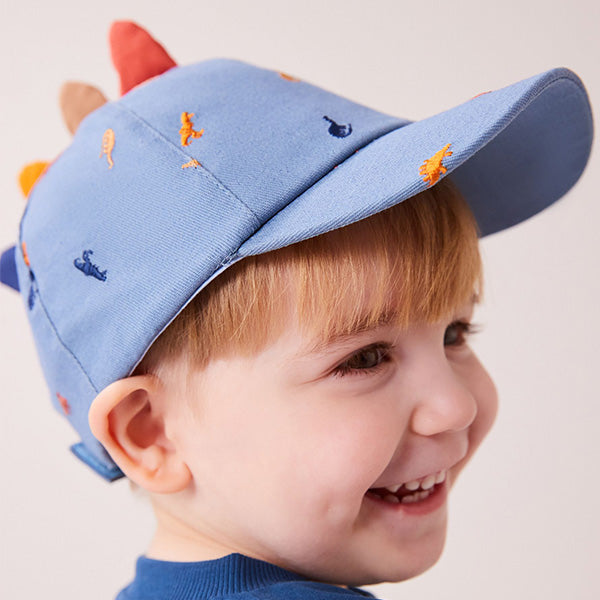 Blue Embroidered Dinosaurs Baseball Cap
