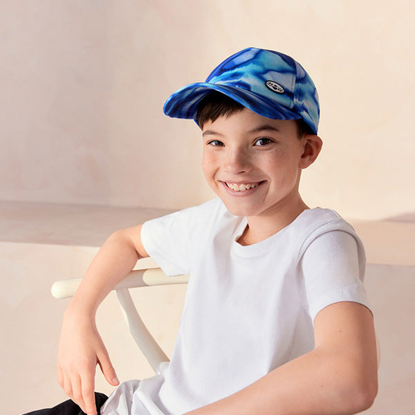 Blue Glitch Print Baseball Cap