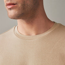 Load image into Gallery viewer, Ecru 100% Cotton Textured Microwaffle T-Shirt
