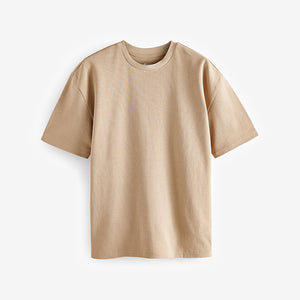 Ecru 100% Cotton Textured Microwaffle T-Shirt