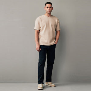 Ecru 100% Cotton Textured Microwaffle T-Shirt