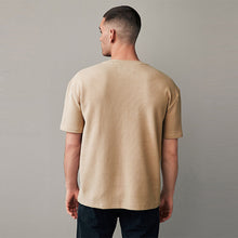 Load image into Gallery viewer, Ecru 100% Cotton Textured Microwaffle T-Shirt
