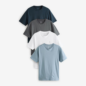 Blue/Navy/White/Steel Regular Fit T-Shirts 4 Pack