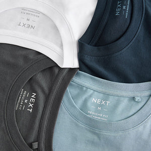 Blue/Navy/White/Steel Regular Fit T-Shirts 4 Pack