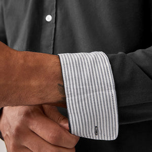 Charcoal Grey Regular Fit Long Sleeve Oxford Shirt