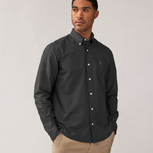 Load image into Gallery viewer, Charcoal Grey Regular Fit Long Sleeve Oxford Shirt
