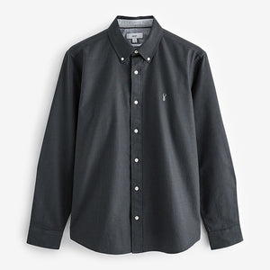 Charcoal Grey Regular Fit Long Sleeve Oxford Shirt