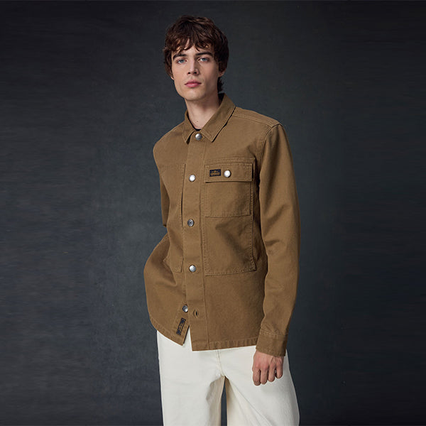 Stone Natural Canvas Shacket 100% Cotton Overshirt