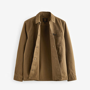 Stone Natural Canvas Shacket 100% Cotton Overshirt