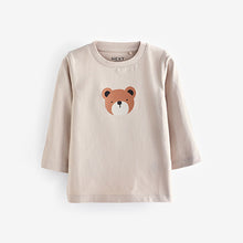 Load image into Gallery viewer, Brown Long Sleeve Animal Print Character T-Shirts 3 Pack (3mths-6yrs)
