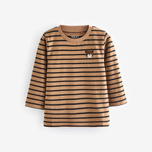 Load image into Gallery viewer, Brown Long Sleeve Animal Print Character T-Shirts 3 Pack (3mths-6yrs)
