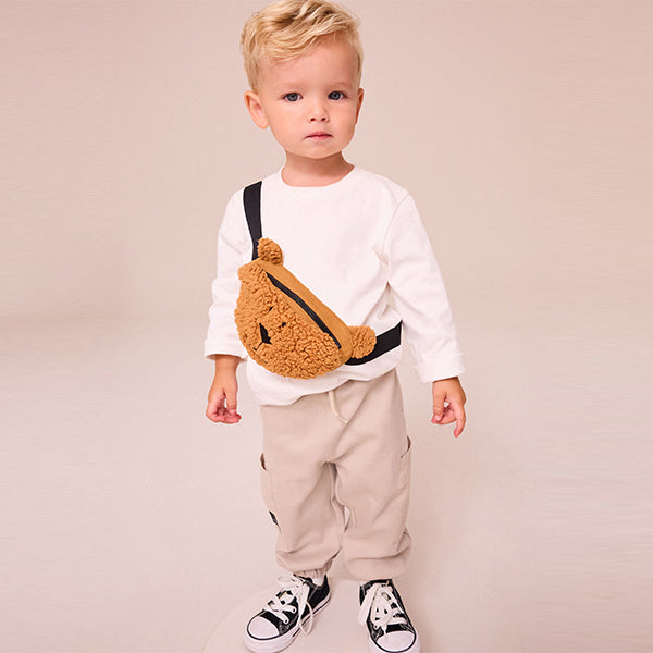 White Bear Long Sleeve 100% Cotton Bumbag T-Shirt And Joggers Set (3mths-6yrs)