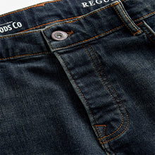 Load image into Gallery viewer, Blue Dark Vintage Regular Tapered Fit Vintage Wash Denim Jeans
