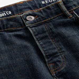 Blue Dark Vintage Regular Tapered Fit Vintage Wash Denim Jeans