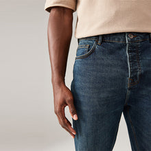 Load image into Gallery viewer, Blue Dark Vintage Regular Tapered Fit Vintage Wash Denim Jeans
