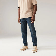 Load image into Gallery viewer, Blue Dark Vintage Regular Tapered Fit Vintage Wash Denim Jeans
