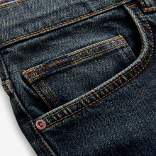 Load image into Gallery viewer, Blue Dark Vintage Regular Tapered Fit Vintage Wash Denim Jeans

