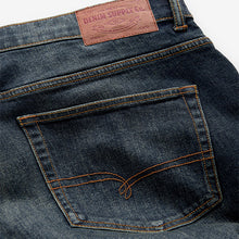 Load image into Gallery viewer, Blue Dark Vintage Regular Tapered Fit Vintage Wash Denim Jeans
