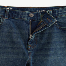 Load image into Gallery viewer, Blue Mid Regular Tapered Fit Vintage Wash Denim Jeans
