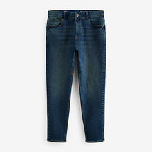 Load image into Gallery viewer, Blue Mid Regular Tapered Fit Vintage Wash Denim Jeans
