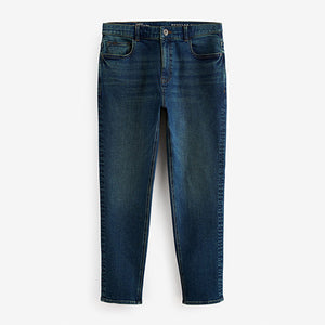 Blue Mid Regular Tapered Fit Vintage Wash Denim Jeans